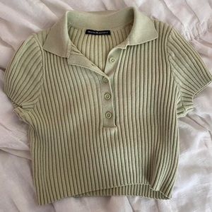 green bridget knit polo top
